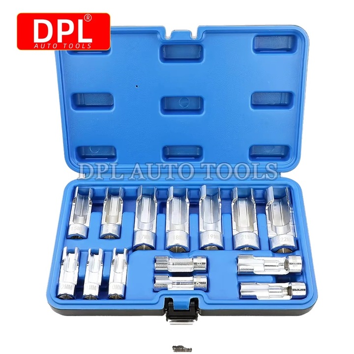 Set chei tubulare pentru conducte de combustibil, DLP, constructie durabila din otel, gama de dimensiuni de 14 piese, usor de utilizat