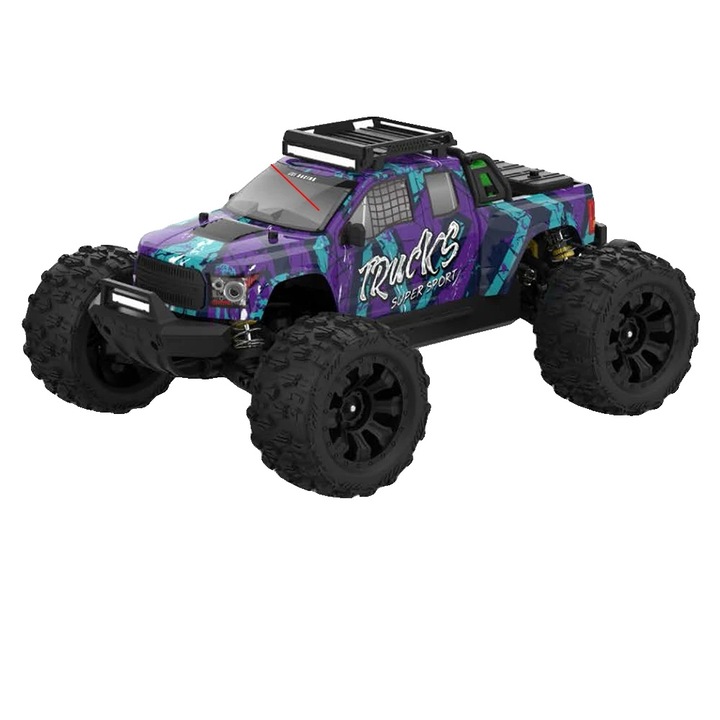 RC autó, PT14R, maximális sebesség 100 KM/H, 3db akku 2200mAh, lila szín, méretei 37x22,9x14cm, komplett készlet.