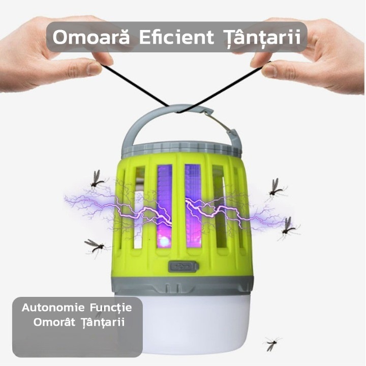UV лампа против насекоми Leski, против мухи, против комари, свързване към контакт чрез USB, преносима, 3.7 V, 200 лумена, 8.5 x 13.3 см, зелена