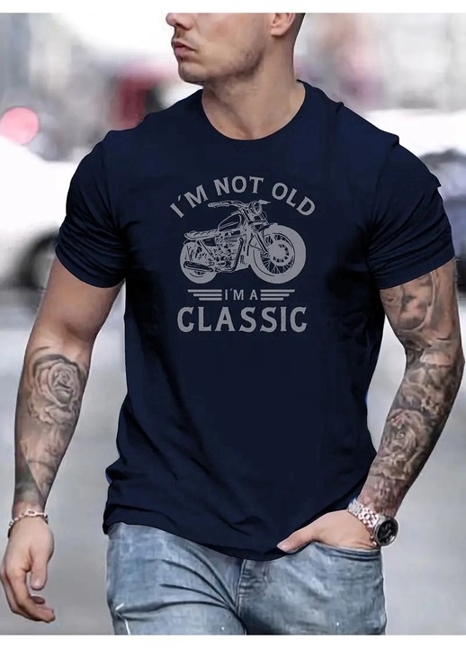 Мъжка тениска, I Am Classic, ежедневна, уличен стил, тъмносиня, 2XL