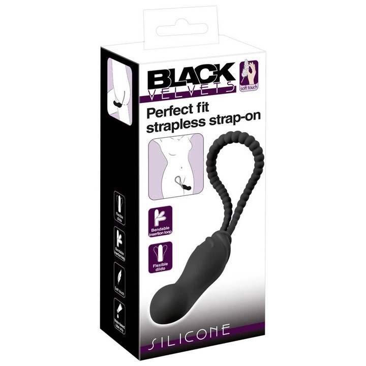 Дилдо Black Velvets, Strap-On Perfect Fit, Без колан, Черен, 22x3 см