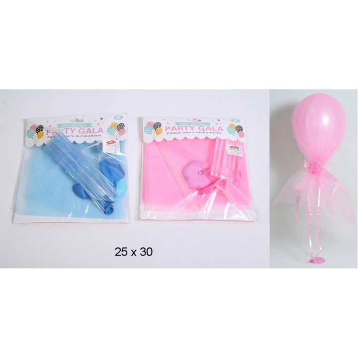 Midex ballonkészlet, rózsaszín és kék, állvánnyal