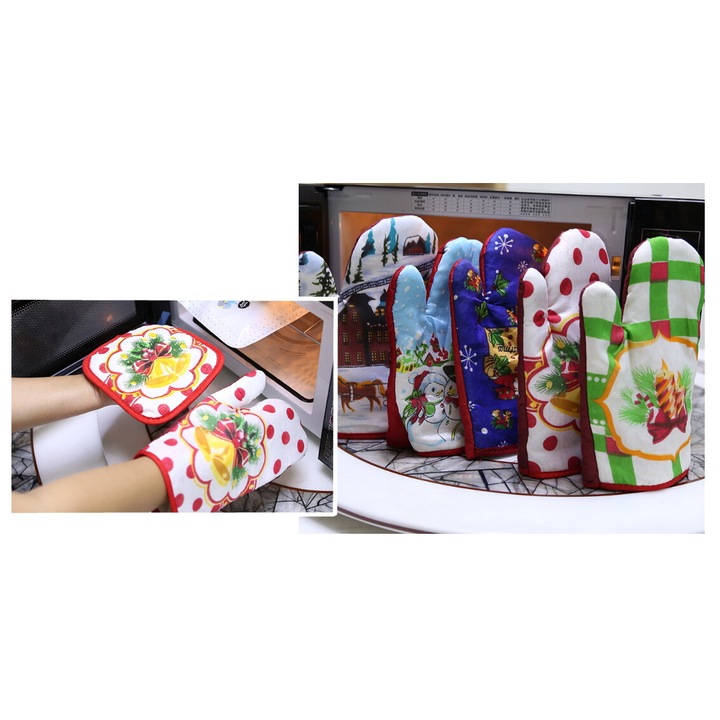 Konyhai kesztyű, 7 és 7, ünnepi mintás készlet, 24x14cm, 16cm