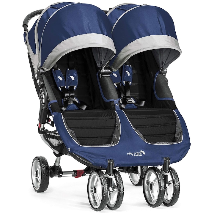 Двойна количка Baby Jogger City Mini, 75 см, 12 кг, 2 места, UV защита 50+, синя