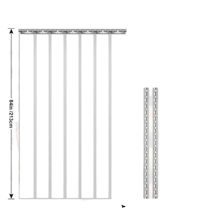 Panou usi din PVC transparente, set 7 buc, 91x213cm, izolatie termica, rezistente la vant