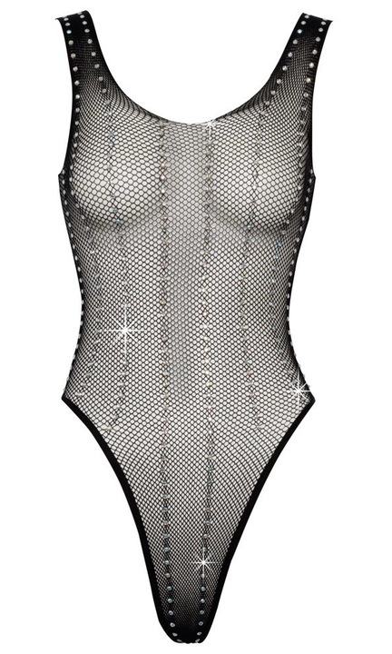 Szexi fehérnemű, Cottelli Collection, hálós body, fekete, elasztikus anyag, SL INTL