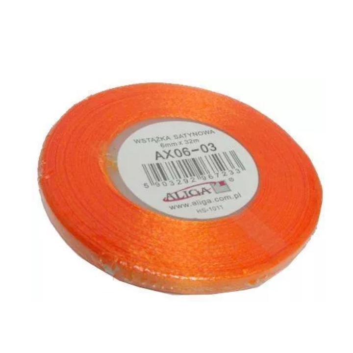 Set 4 Role de Panglica Satin 6mmx32m, Aliga, Portocalie