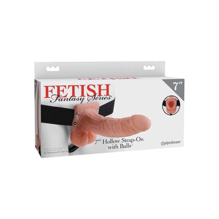 Centura Strap-On cu Dildo Natural, Fetish Fantasy Series, 18,9cm, Culoare Cielista, Dimensiune Regabila pana la 132cm