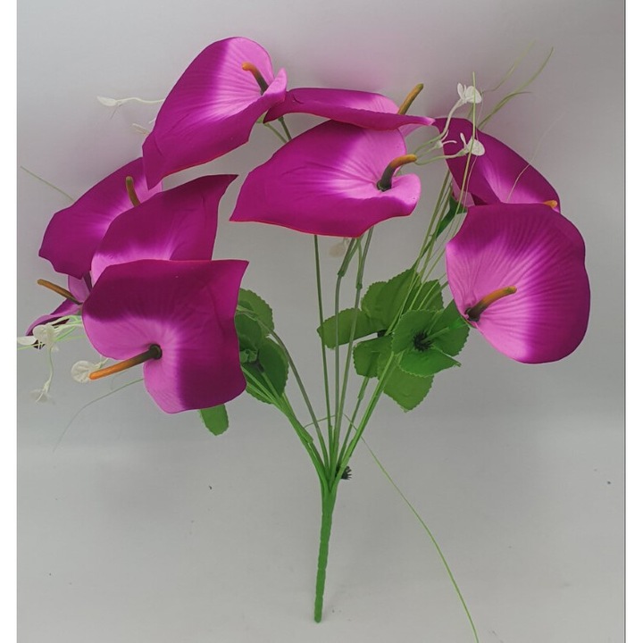 Buchet flori cale, Oceanus, 10 flori, mov, 40 cm