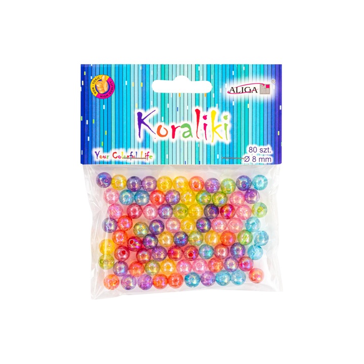 Margele din plastic, 8mm, 80 bucati, PJ-0576