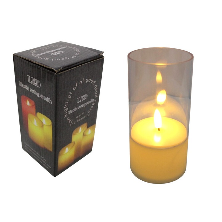 свещ 7&7, LED в прозрачен корпус 12,5 x 7,5 см
