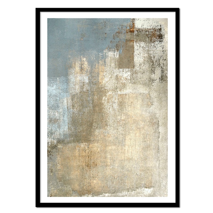 Картина PoStar, постер в рамка, абстракция, акварел, бежов, 43x53см