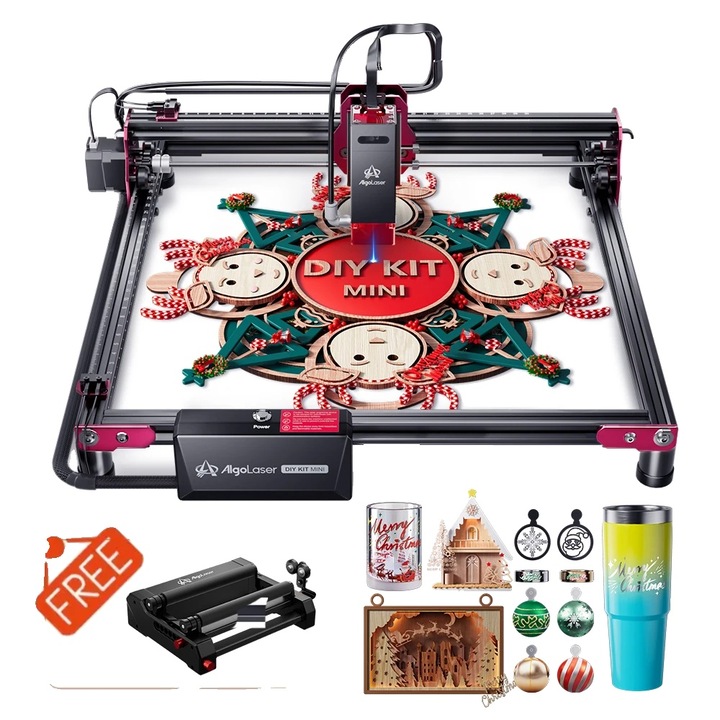 Masina de gravat cu laser 5W, dimensiuni 64x50x137mm, set DIY, ornamente de Craciun, accesorii gratuite (rola)
