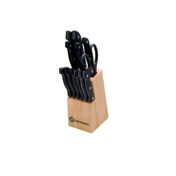 Set cutite Grunberg, 13 piese, Inox, Negru/Argintiu Set cutite Grunberg, 13 piese, Inox, Negru/Argintiu