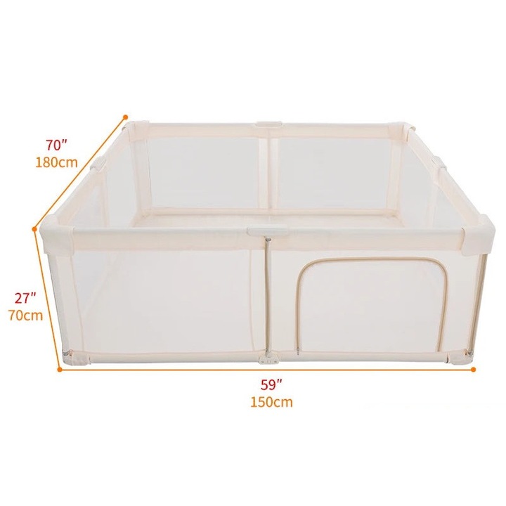 Tarc copii, bej, 150x180x70cm, constructie metalica durabila