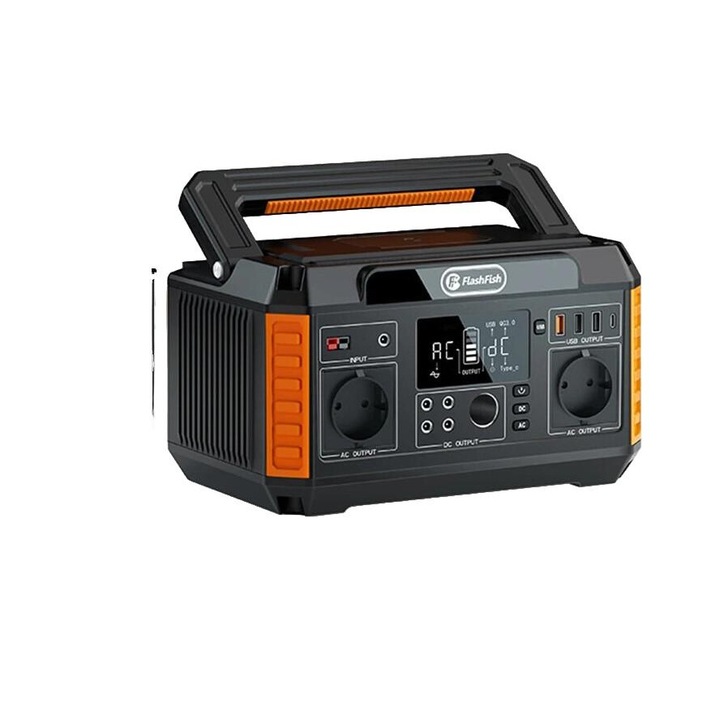 Statie de energie portabila P60, 520Wh, 230V, 2 iesiri AC, 4 porturi USB, dimensiuni 288.8x189x166.4mm