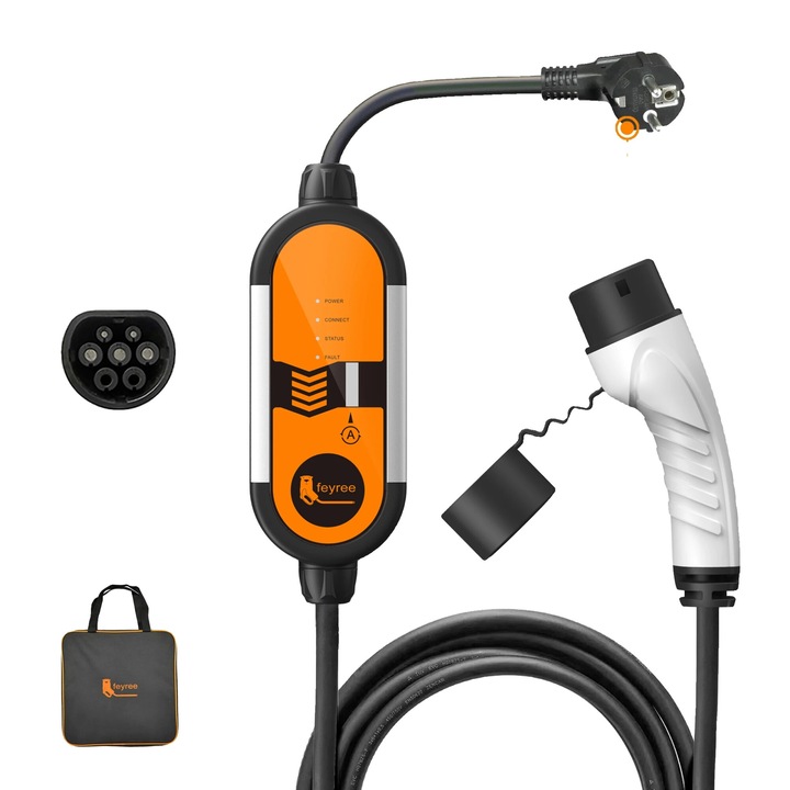 Incarcator portabil EV, Tip2 16A 3.5KW, curent ajustabil 8A-16A, impermeabil IP65, cablu 5m