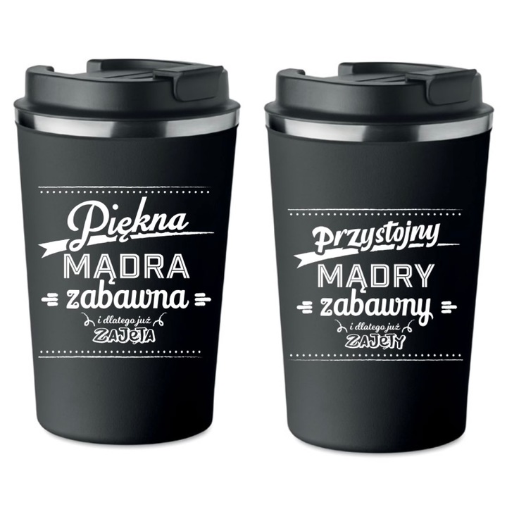 Set 2 cani termice PoStar, negru, pentru Valentine's Day, cadou de nunta