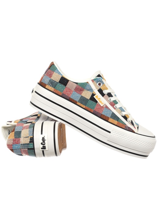 Pantofi dama Lee Cooper, sintetic/textil, cu element decorativ, multicolor