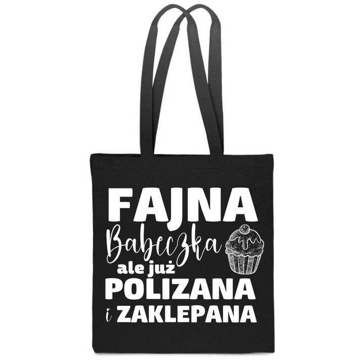 Női táska PoStar, EKO TORBA Bawelna, fekete, ajándék, 30x40cm, pamut