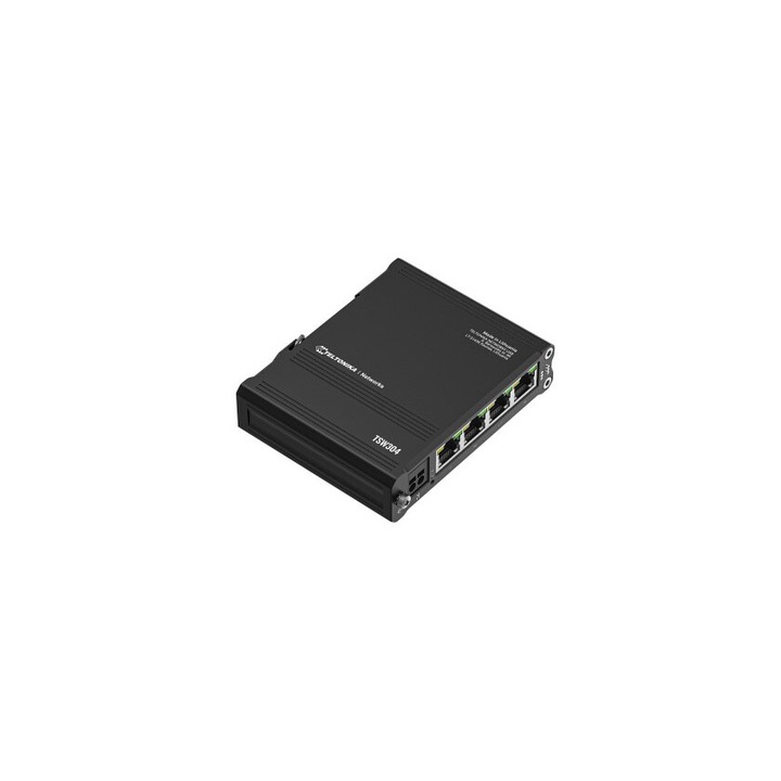 Switch Teltonika TSW304 Gigabit Ethernet 10/100/1000, PoE, negru, 4 porturi, montaj pe perete