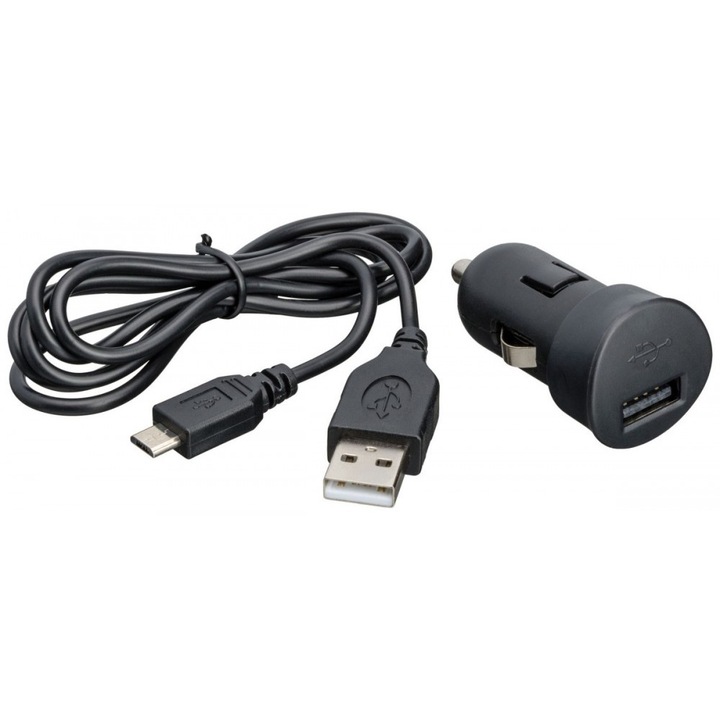 Зарядно за кола Bigben, Minicacmic, Micro USB 1A, 1m, черно, комплект