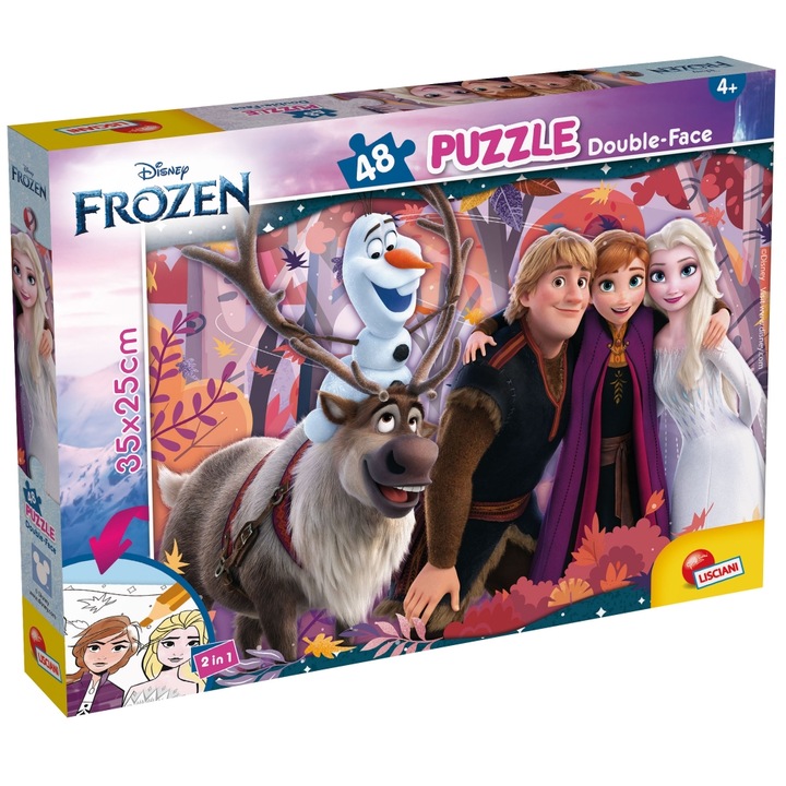Puzzle, Lisciani, Frozen, Puzzle cu doua fete 48 piese