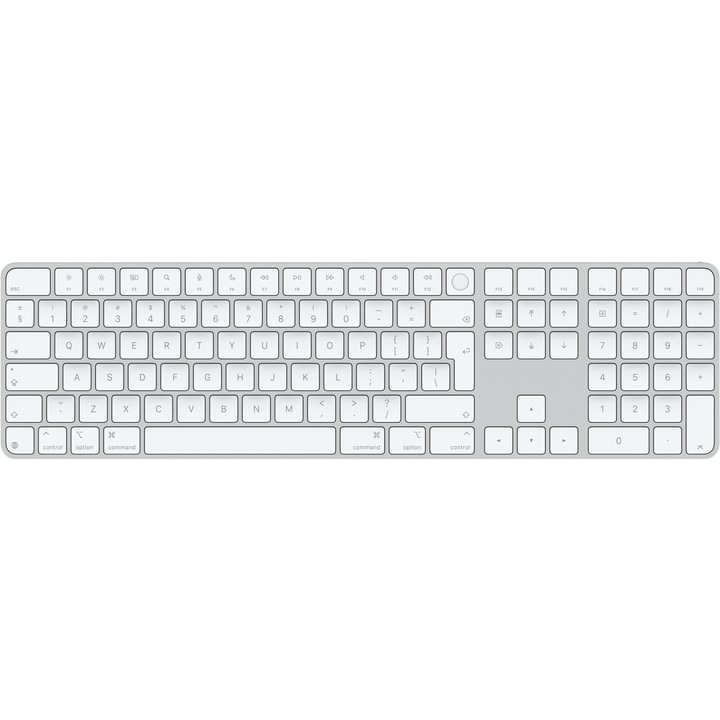 Безжична клавиатура Apple Magic 2024 Touch ID, Бял, Bluetooth