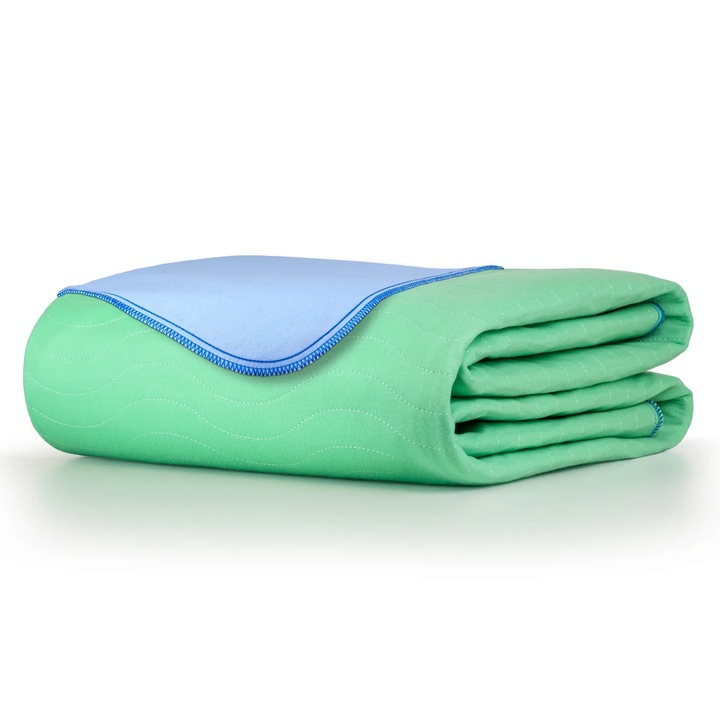 Aleza Impermeabila Reutilizabila FizioTab® 200 x 160 cm, Protectie Saltea Lavabila, pentru Pacienti cu Incontinenta, Adulti si Copii, Verde/Albastru