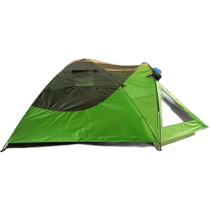 Cort camping 4 persoane Comfort 330x250x105cm, cu pridvor, impermeabil, Enero Camp