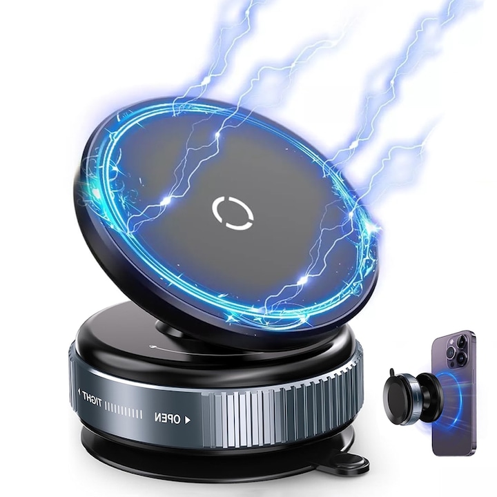 BYONDSELF® Стойка за телефон за кола, Мултифункционална, Универсална, Подходяща за гладки повърхности като кола/дома/Live/стъкло, регулируема на 360°, черна