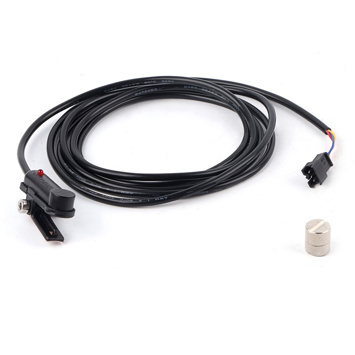 Senzor de viteza extern pentru controler bicicleta electrica, Enforose, material plastic, culoare neagra, lungime cablu 186cm