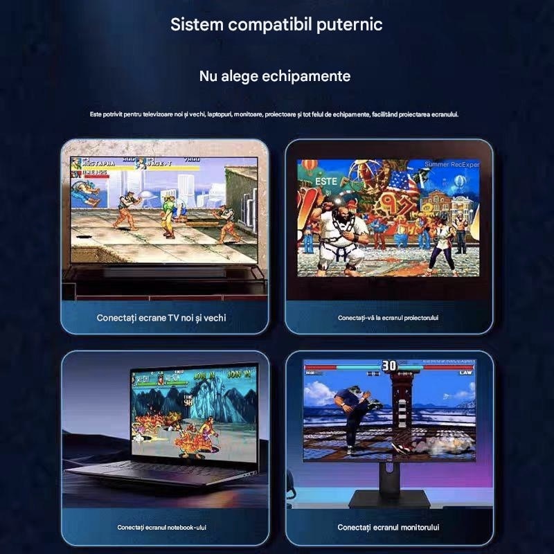 Consola Retro, 25000+ jocuri, compatibil, 4K HDMI, 2 controlere wireless 2.4G, Alb, 64GB