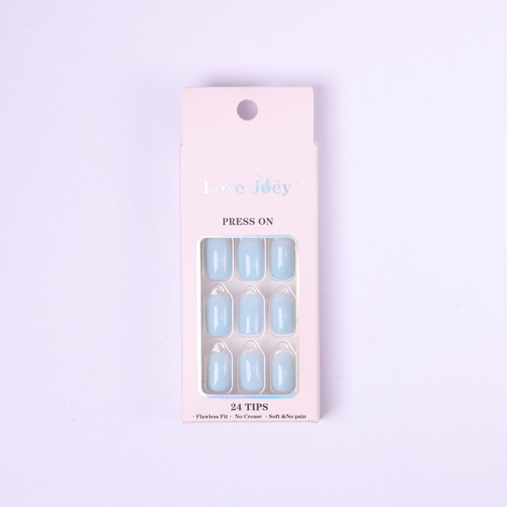 Unghii false press-on LOVE JOEY, forma patrata, albastru deschis