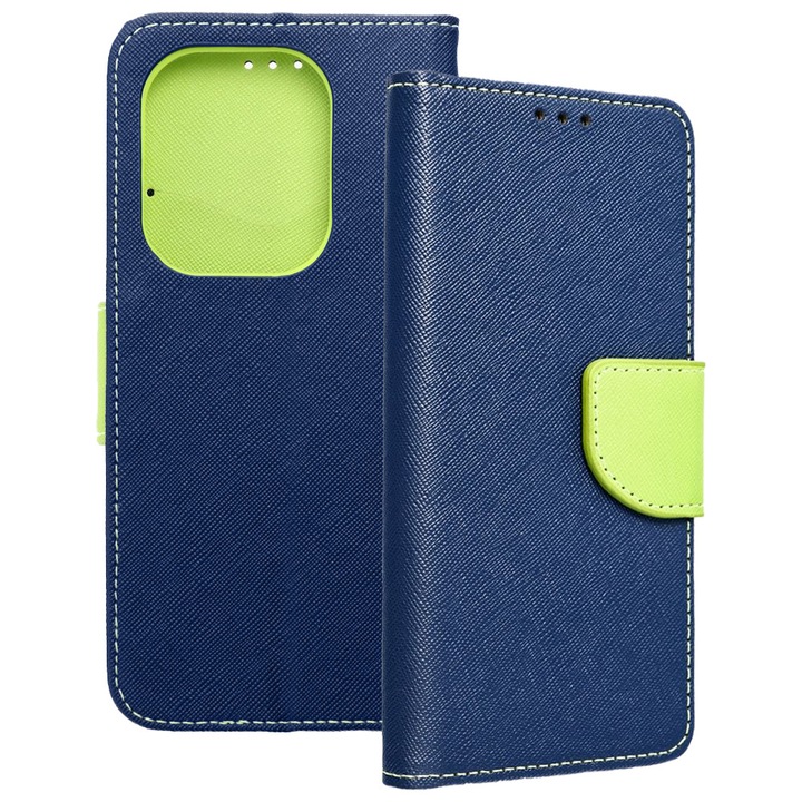 Xiaomi Redmi Note 13 Pro 4G / Poco M6 Pro 4G съвместим калъф за телефон, калъф книга, с държач за кредитна карта, магнитно закопчаване, тъмно синьо-зелен, Fancy