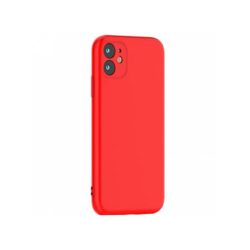 Husa spate din silicon compatibila Xiaomi 15 5G, cu interior din piele intoarsa, mat, rosu, silicon