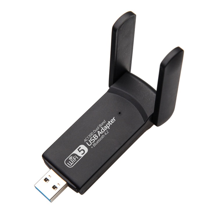WiFi USB 3.0 1300Mbps двубандов безжичен адаптер с Bluetooth 4.2, SAMOLEUS, 8x4x1.5cm