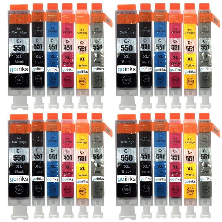 550Xl 551XL 4 seturi ( 6 buc x4 ) Cartuse Compatibile Canon PGI-550XL ( 4xBlack ) CLI-551XL (4xBlack/4xGrey/4xCyan/4xMagenta/4xYellow/) + cadou set (40buc) servetele umede Expertto pt. bord masina