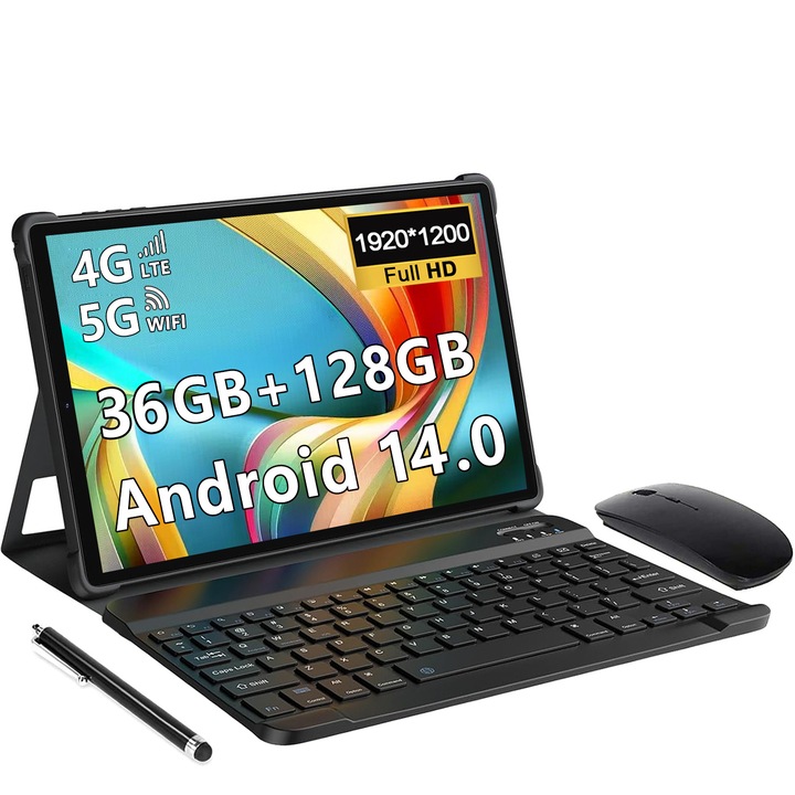 Таблет 10.1" MAGCH L30, Octa-Core, 36(12+24)GB RAM, 128GB ROM, Android 14.0, 4G LTE/5G WIFI, 1920*1200, 8000mAh, 13MP+8MP, Черен