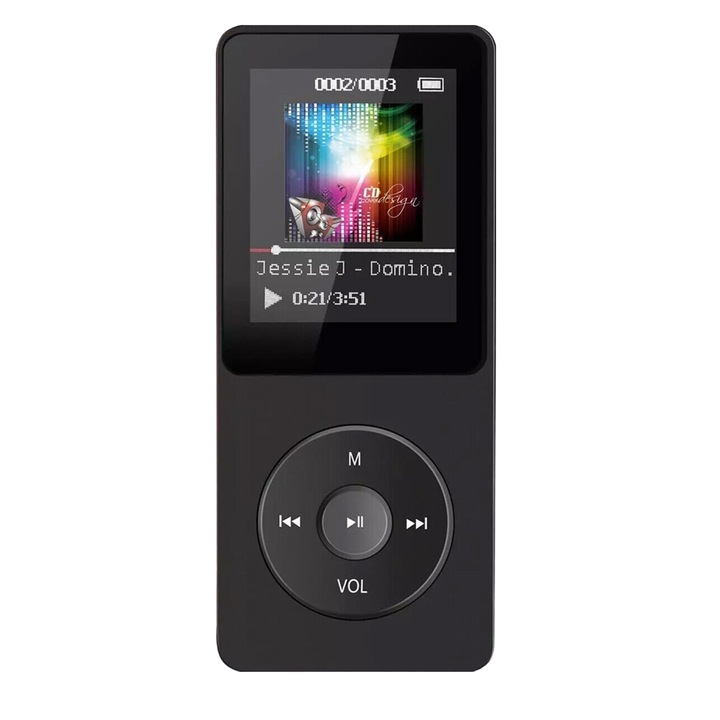 SAMOLEUS Bluetooth MP3 lejátszó, 1,77 hüvelykes, fekete, 9x3,9x0,9 cm, támogatja a TF kártyát 128 GB-ig