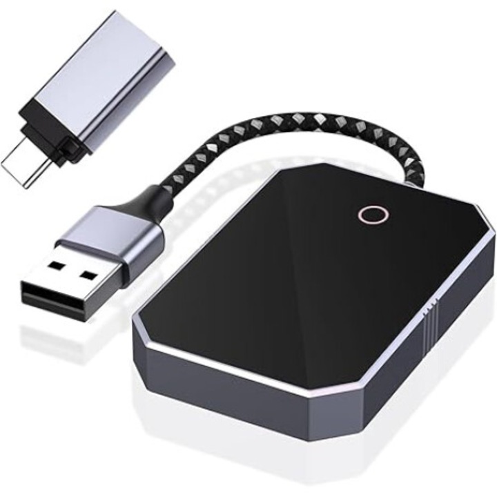 Безжичен CarPlay адаптер, съвместим с Android и IOS Auto, USB адаптер, Plug and Play, USB-C безжичен адаптер, автоматично свързване, огледално отображение на телефона в навигацията, свързване на автомобилен микрофон, бърза синхронизация