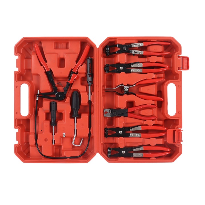 Set de clesti pentru furtunuri, Enforose, 9 piese, otel nichel cromat, manere din cauciuc, dimensiuni variate