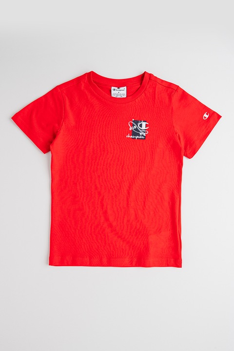 Champion, Tricou cu logo, Rosu/Alb/Negru