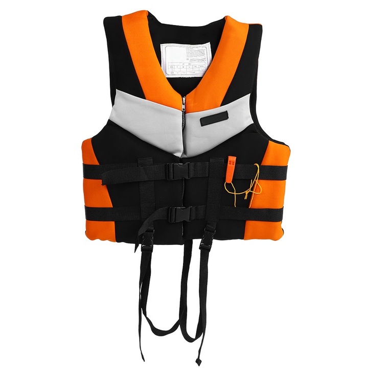 Caiac Inot pentru adulti de siguranta flotabilitate vesta de salvare vesta reutilizabila cu fluier (portocaliu XXL)