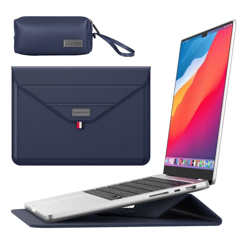 Geanta Pentru Laptop, Albastru, 13-14 inch, Pentru Macbook Air/Macbook Pro/Surface/Lenovo, cu Husa Pentru Accesorii, 355×252 mm, Impermeabila, Rezistenta la uzura, Portabila