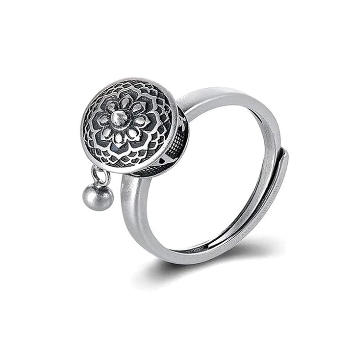 Inele de anxietate pentru femei, fete, reglabila, rotativa, cu floare de lotus, inel pentru degete, banda stivuita pentru ameliorarea stresului