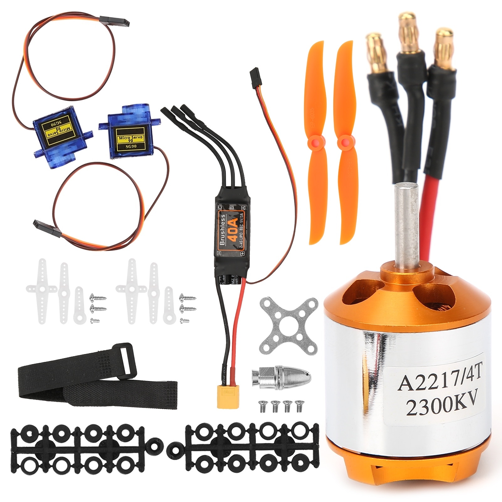 Ensemble d'accessoires d'avion télécommandé RC, moteur 2212 KV2200 + hélice 6035 + Servo 9g + ensemble 30A ESC XT60