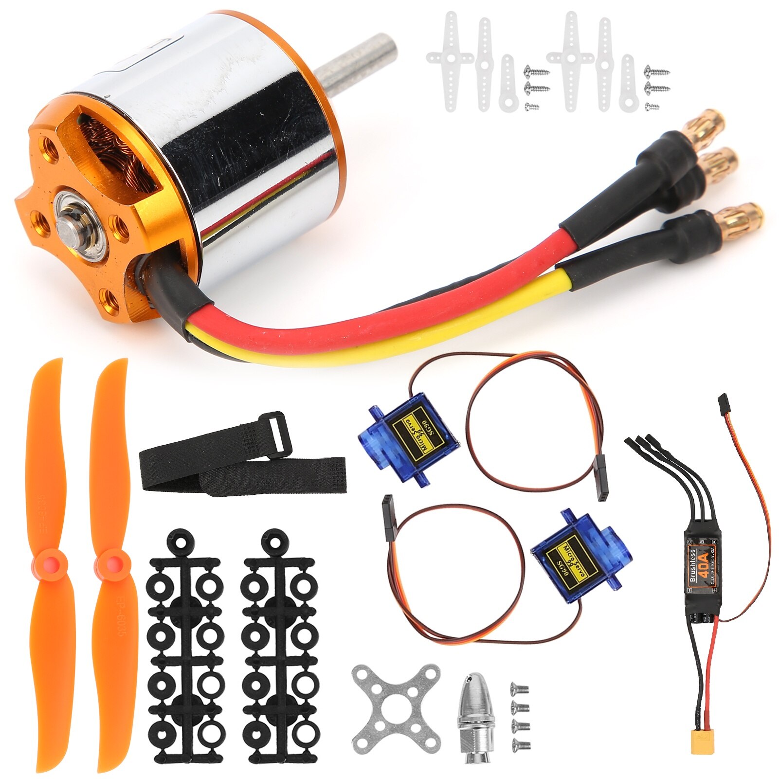 Headerbs – Kit Moteur 2212 KV2200 + ESC 30A + Servo SG90 + Hélices – Pour Avion RC, Drone, Modélisme