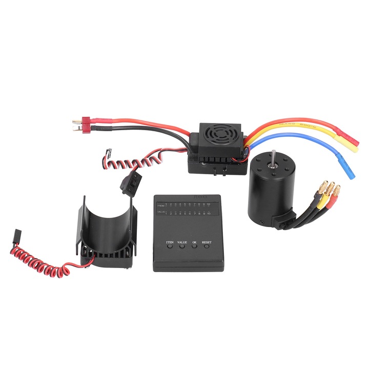 Motor fara perii 3650 4300KV 60A ESC Card de programare Set radiator pentru masina RC 1/10