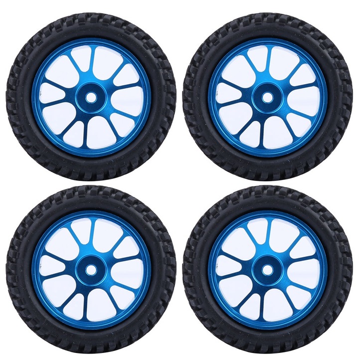 Set 4 roti RC din aliaj cu anvelopa albastra de raliu pentru masina de curse WL 1/18 A959 A979 A969, Enforose